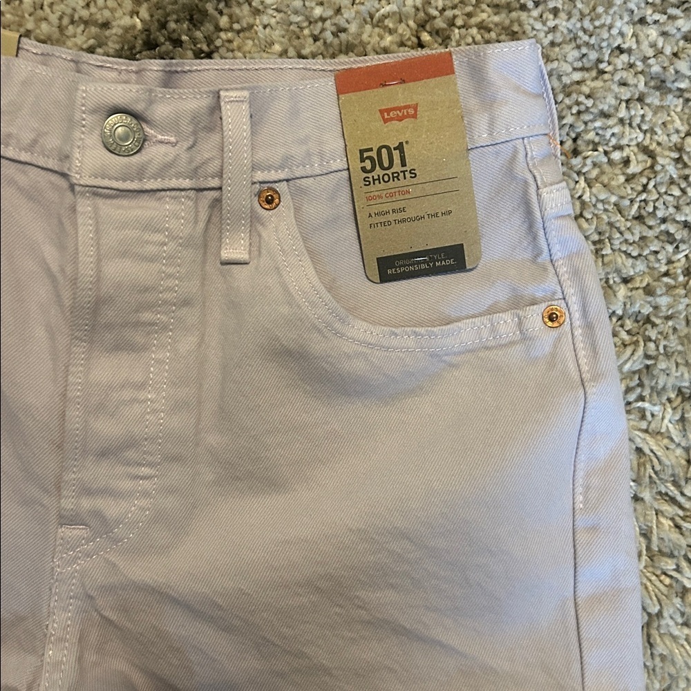Levi 501 high rise 5 button closure lavender shorts size 28 NWT - Picture 5 of 8